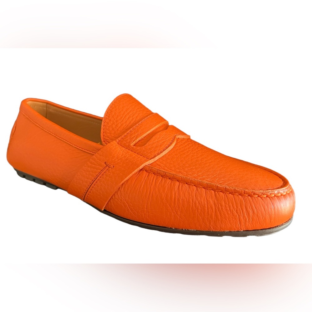 Ralph Lauren Purple Label Hayward orange leather driver shoes